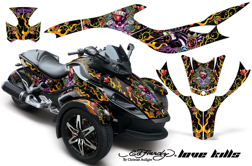 CAN-AM SPYDER Graphics Kit EDHARDY LOVE KILLS BLACK